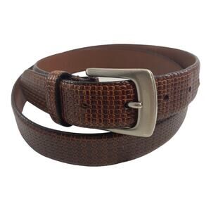 Arden Leather Co Brown Pebble Leather Brown Silver Buckle Size 38 Belt